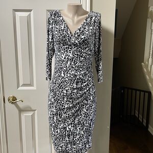 Ralph Lauren Black/White ruched print Dress, 8